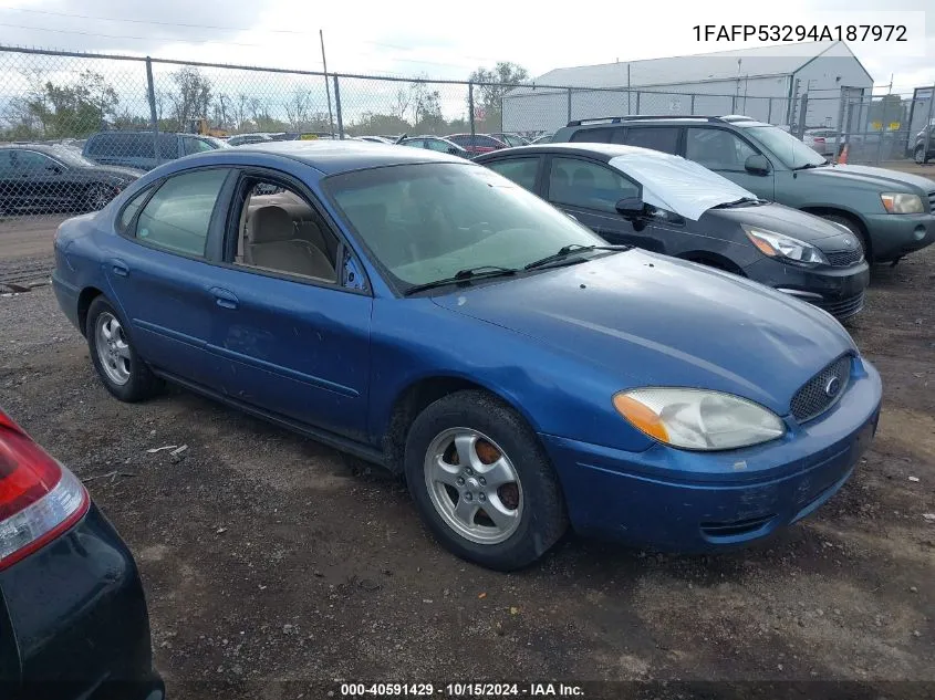 2004 Ford Taurus Se VIN: 1FAFP53294A187972 Lot: 40591429