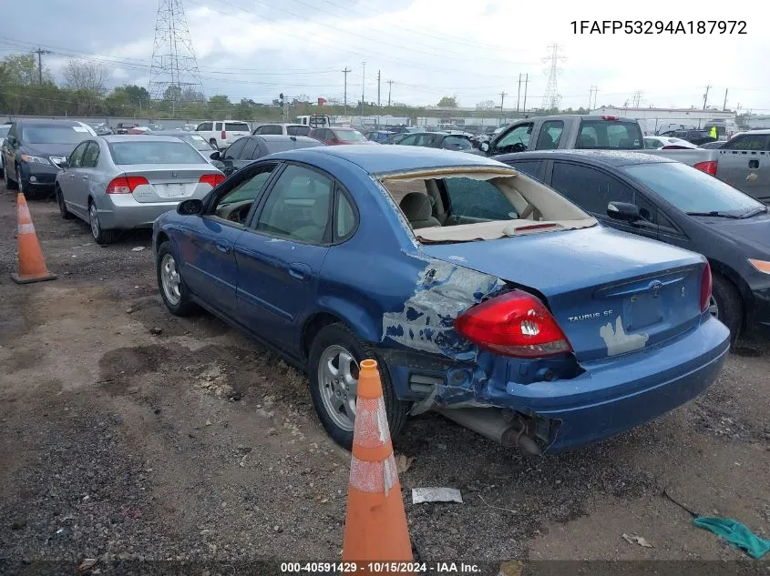 2004 Ford Taurus Se VIN: 1FAFP53294A187972 Lot: 40591429