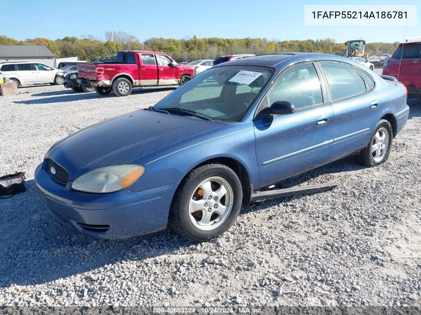 2004 Ford Taurus Ses VIN: 1FAFP55214A186781 Lot: 40603324