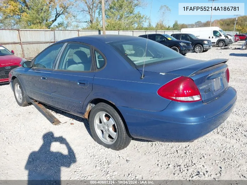 2004 Ford Taurus Ses VIN: 1FAFP55214A186781 Lot: 40603324