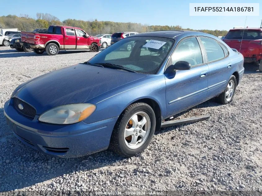 2004 Ford Taurus Ses VIN: 1FAFP55214A186781 Lot: 40603324