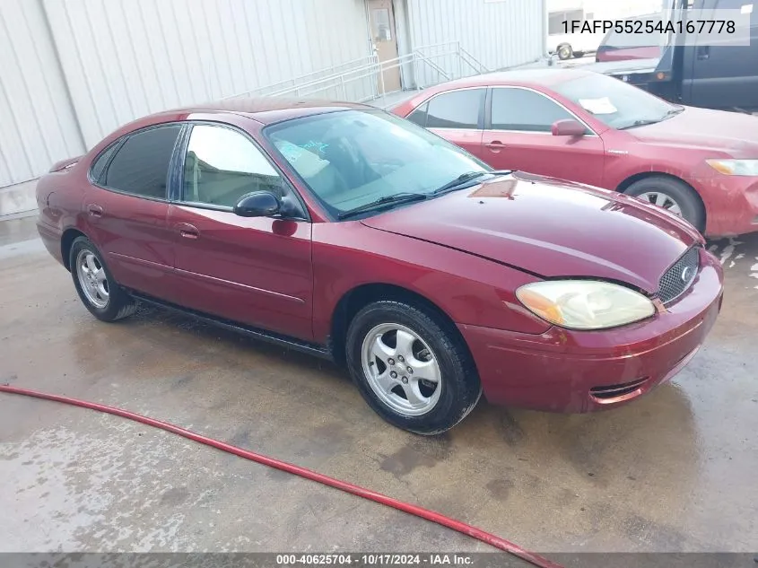 2004 Ford Taurus Ses VIN: 1FAFP55254A167778 Lot: 40625704