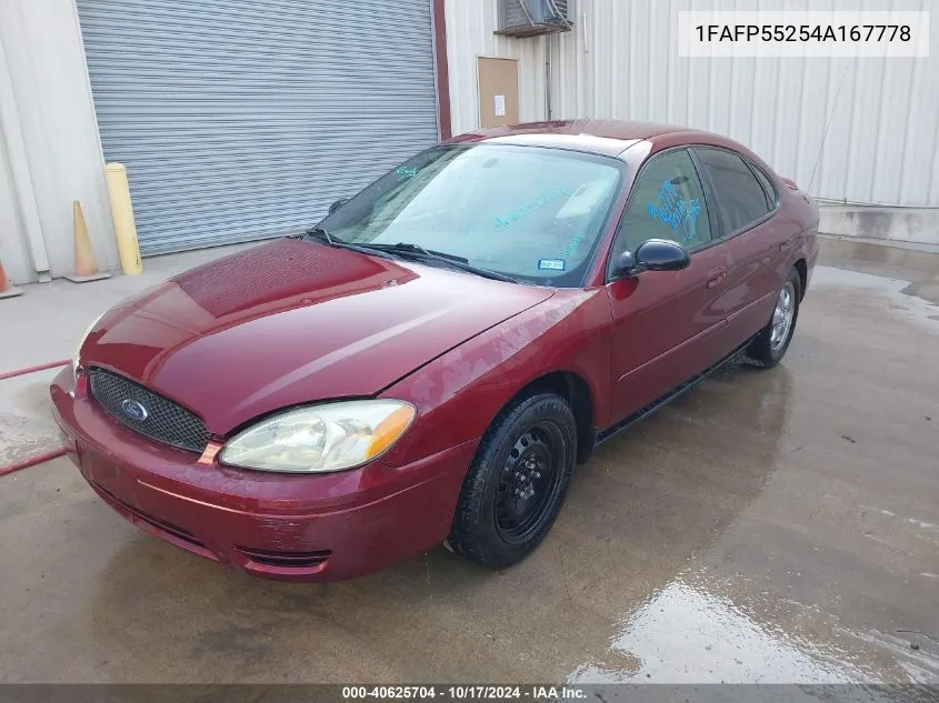 2004 Ford Taurus Ses VIN: 1FAFP55254A167778 Lot: 40625704