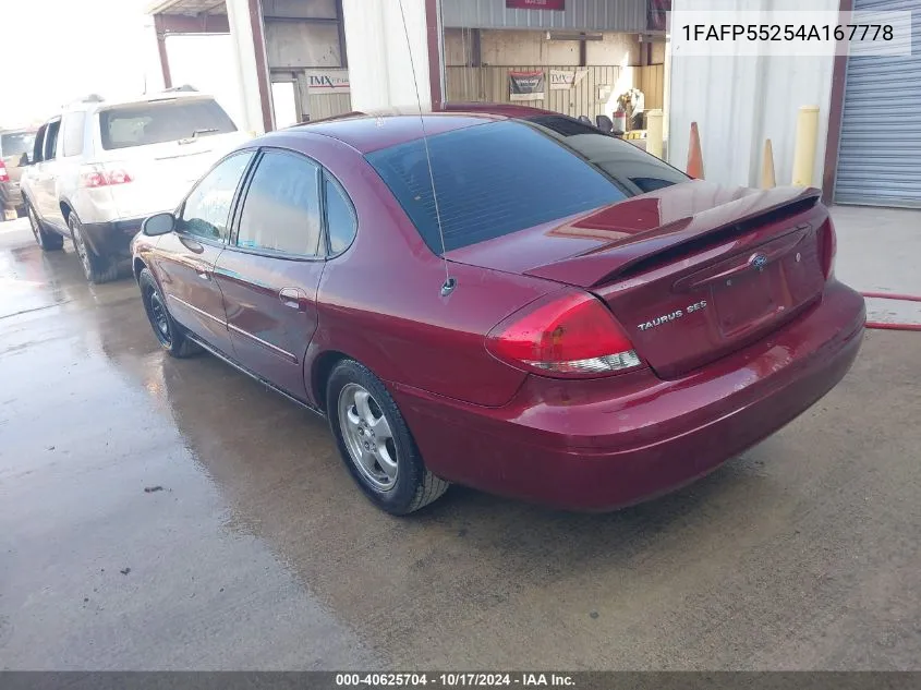 2004 Ford Taurus Ses VIN: 1FAFP55254A167778 Lot: 40625704