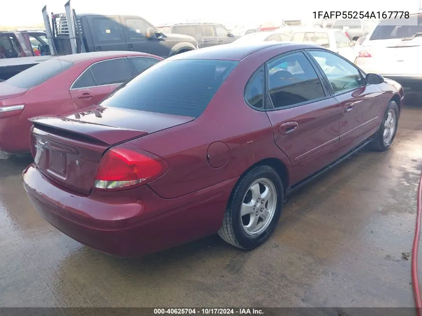 2004 Ford Taurus Ses VIN: 1FAFP55254A167778 Lot: 40625704