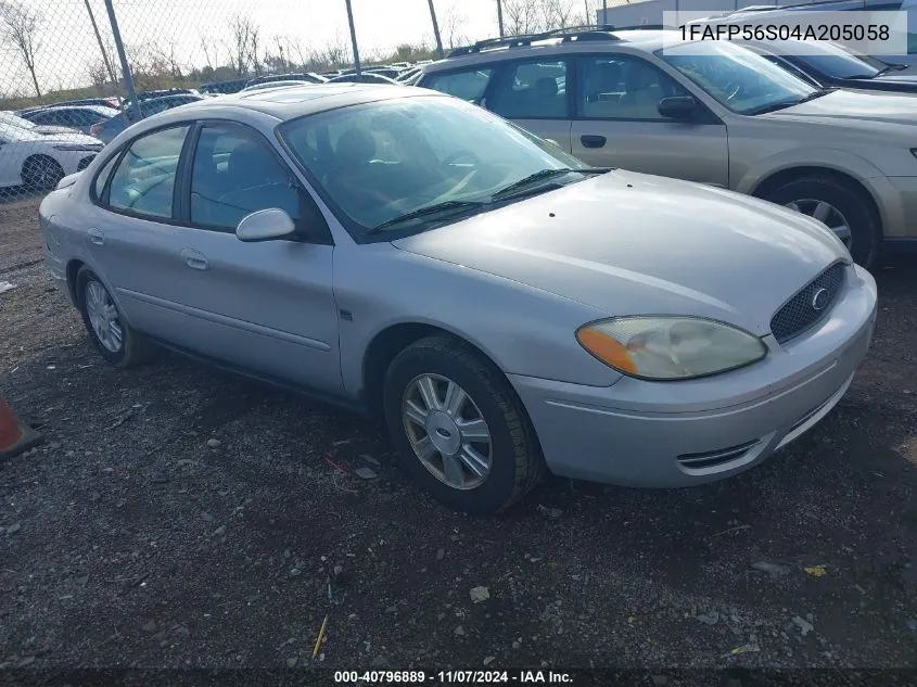 2004 Ford Taurus Sel VIN: 1FAFP56S04A205058 Lot: 40796889