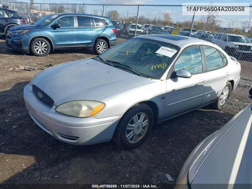 2004 Ford Taurus Sel VIN: 1FAFP56S04A205058 Lot: 40796889