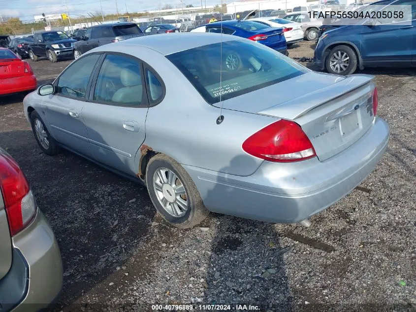 2004 Ford Taurus Sel VIN: 1FAFP56S04A205058 Lot: 40796889