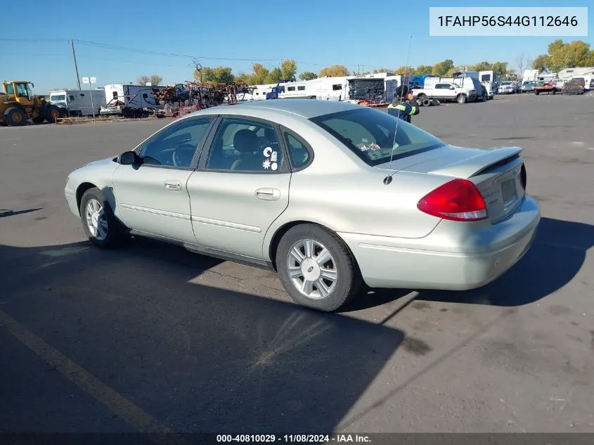 2004 Ford Taurus Sel VIN: 1FAHP56S44G112646 Lot: 40810029