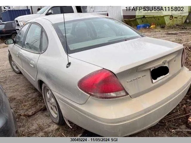 2005 Ford Taurus Se VIN: 1FAFP53U55A115802 Lot: 30049224