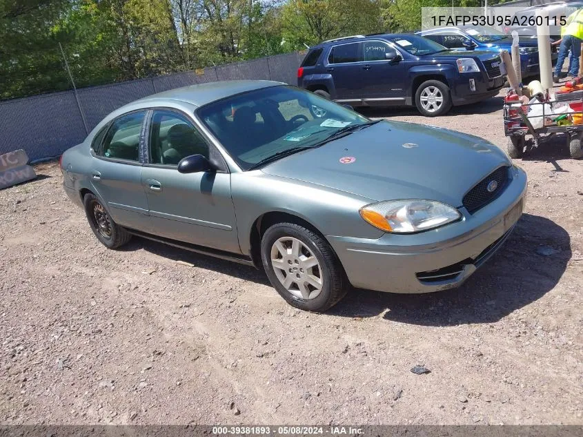 2005 Ford Taurus Se VIN: 1FAFP53U95A260115 Lot: 39381893