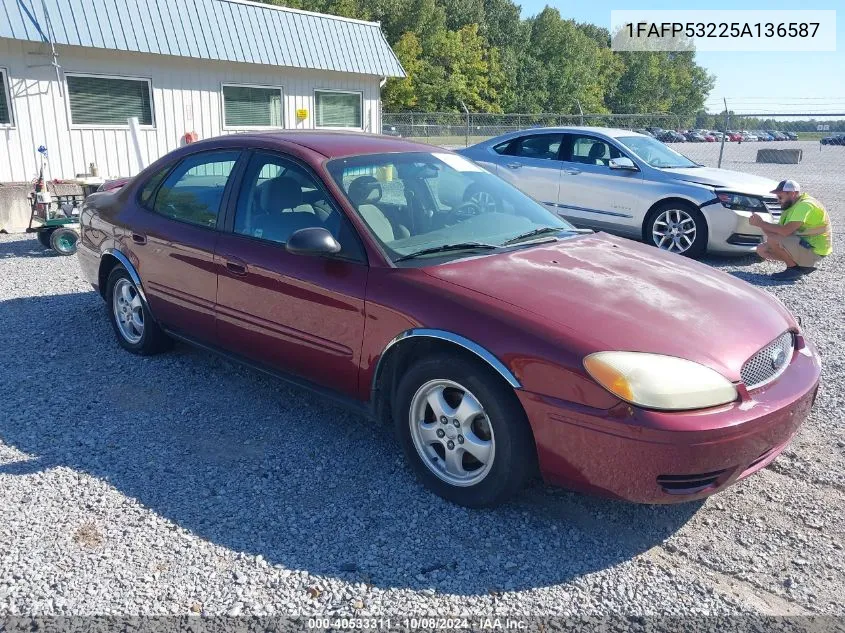 2005 Ford Taurus Se VIN: 1FAFP53225A136587 Lot: 40533311