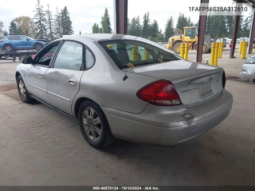 2005 Ford Taurus Sel VIN: 1FAFP56S35A312610 Lot: 40570124