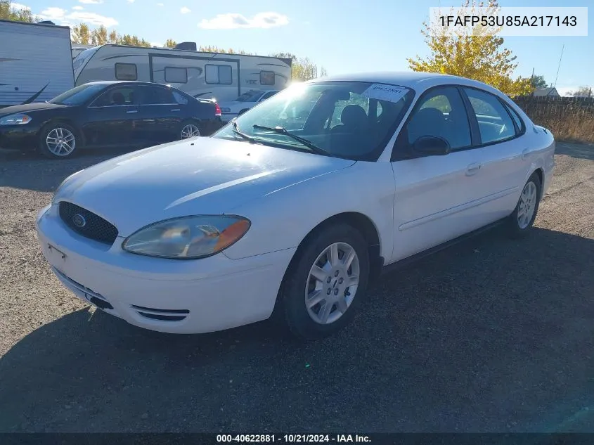 2005 Ford Taurus Se VIN: 1FAFP53U85A217143 Lot: 40622881