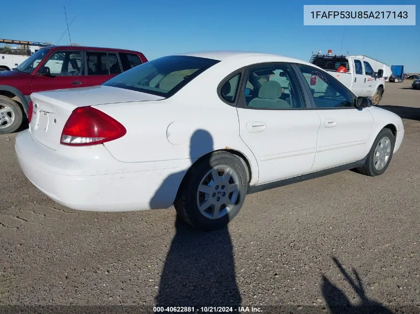 2005 Ford Taurus Se VIN: 1FAFP53U85A217143 Lot: 40622881