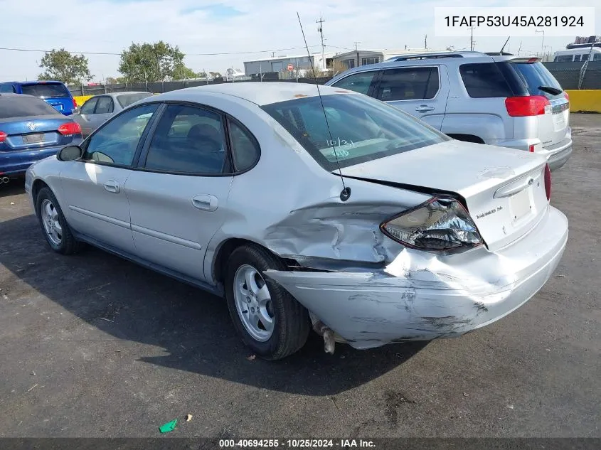 2005 Ford Taurus Se VIN: 1FAFP53U45A281924 Lot: 40694255