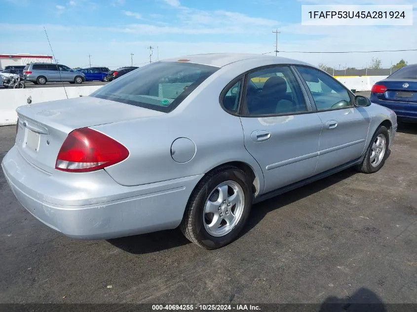 2005 Ford Taurus Se VIN: 1FAFP53U45A281924 Lot: 40694255