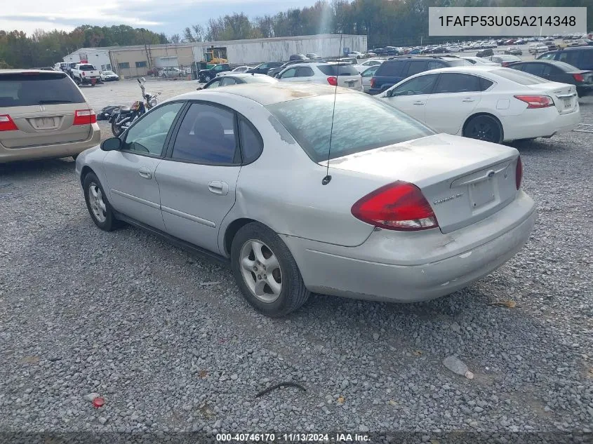 2005 Ford Taurus Se VIN: 1FAFP53U05A214348 Lot: 40746170