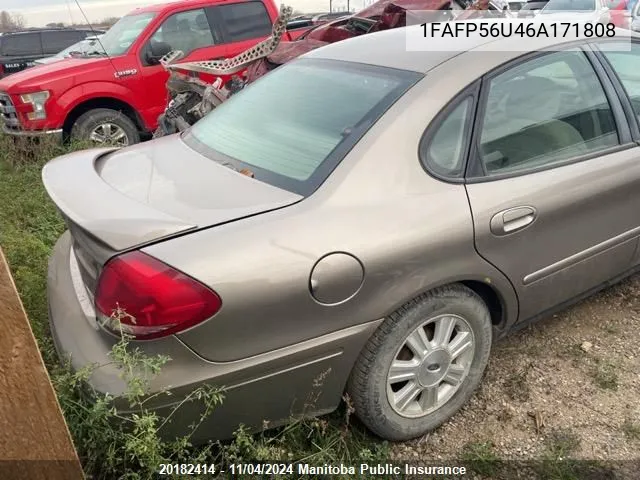 2006 Ford Taurus Sel VIN: 1FAFP56U46A171808 Lot: 20182414