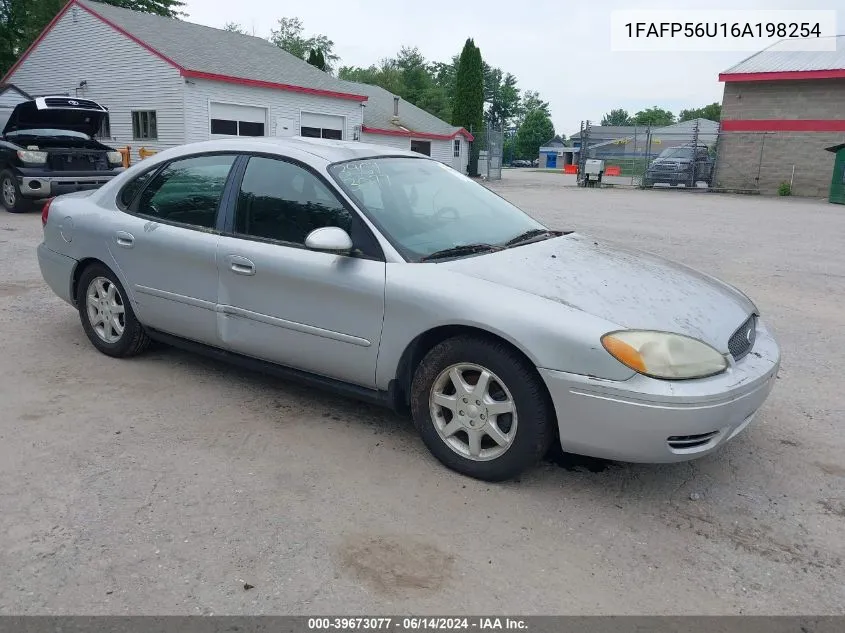 2006 Ford Taurus Sel VIN: 1FAFP56U16A198254 Lot: 39673077