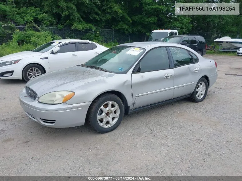 2006 Ford Taurus Sel VIN: 1FAFP56U16A198254 Lot: 39673077