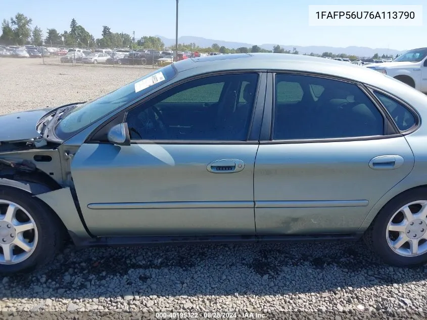 2006 Ford Taurus Sel VIN: 1FAFP56U76A113790 Lot: 40195322