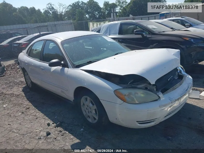 2006 Ford Taurus Se VIN: 1FAFP53U76A188378 Lot: 40217421