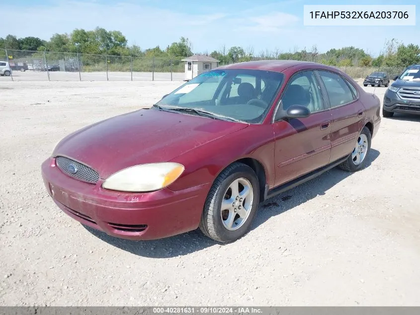 2006 Ford Taurus Se VIN: 1FAHP532X6A203706 Lot: 40281631