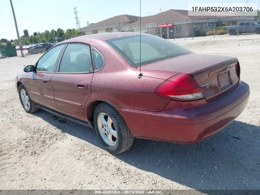 2006 Ford Taurus Se VIN: 1FAHP532X6A203706 Lot: 40281631