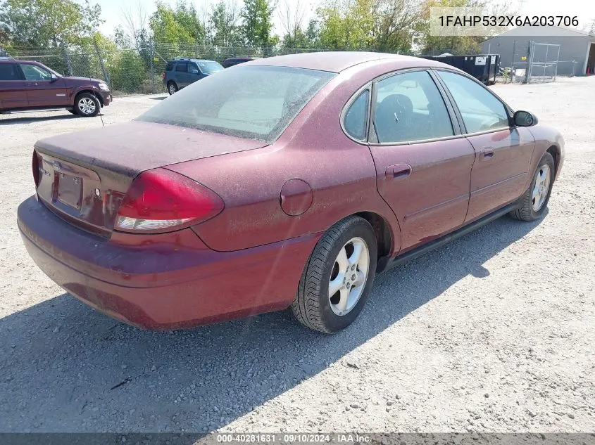 2006 Ford Taurus Se VIN: 1FAHP532X6A203706 Lot: 40281631