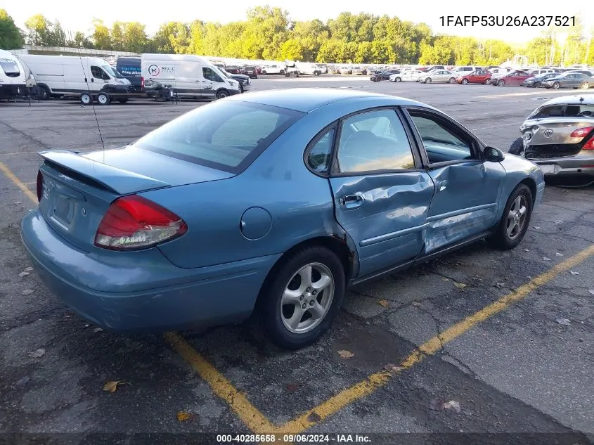 2006 Ford Taurus Se VIN: 1FAFP53U26A237521 Lot: 40285658