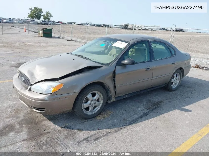 2006 Ford Taurus Se VIN: 1FAHP53UX6A227490 Lot: 40291133