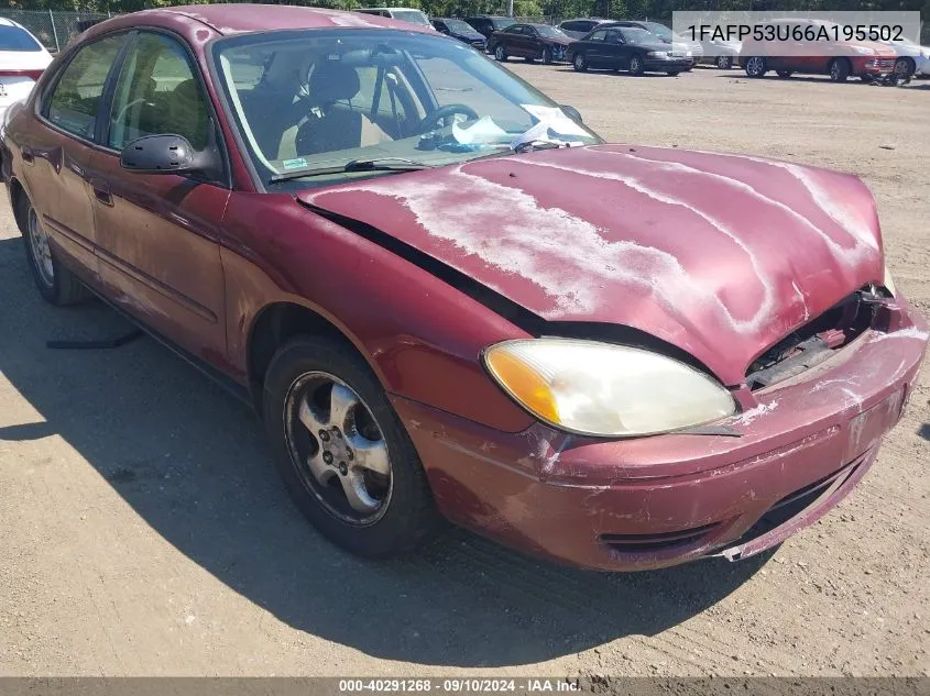 2006 Ford Taurus Se VIN: 1FAFP53U66A195502 Lot: 40291268