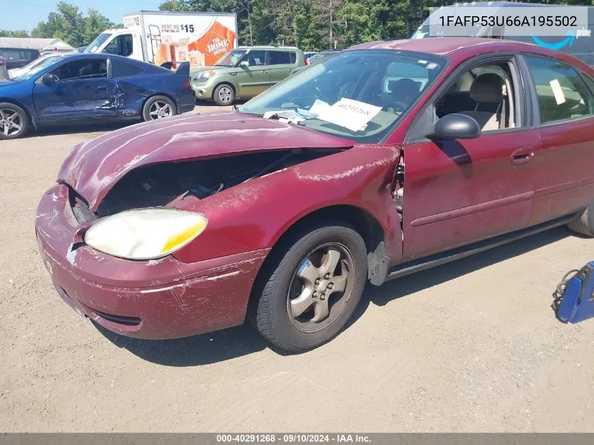 2006 Ford Taurus Se VIN: 1FAFP53U66A195502 Lot: 40291268