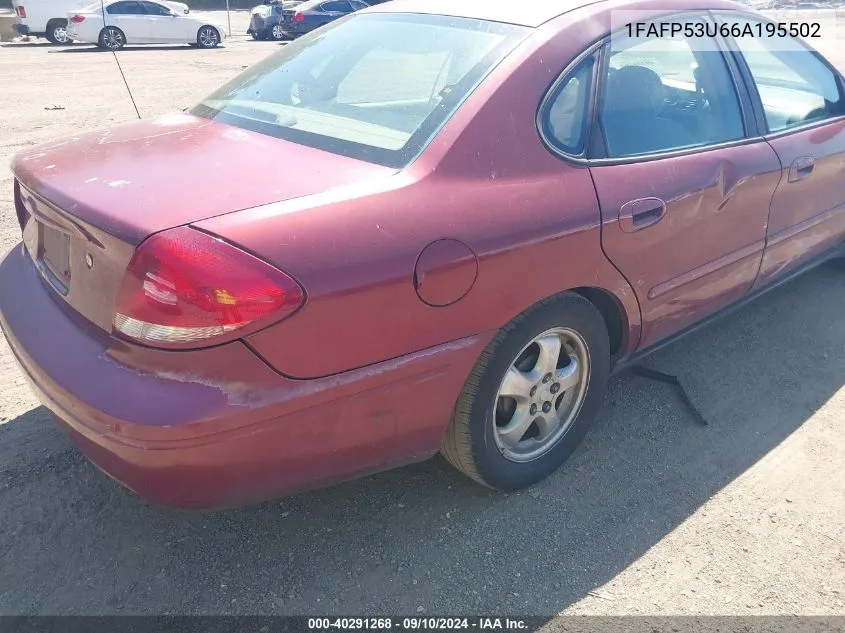 2006 Ford Taurus Se VIN: 1FAFP53U66A195502 Lot: 40291268