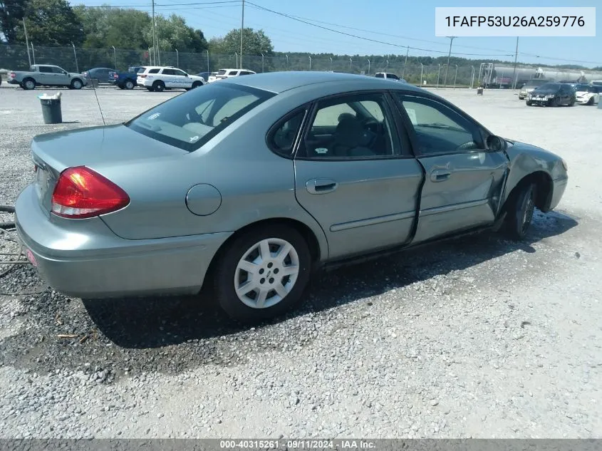 2006 Ford Taurus Se VIN: 1FAFP53U26A259776 Lot: 40315261