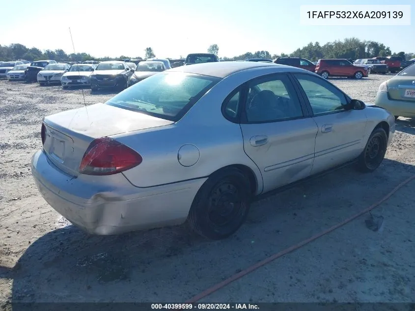 2006 Ford Taurus Se VIN: 1FAFP532X6A209139 Lot: 40399599