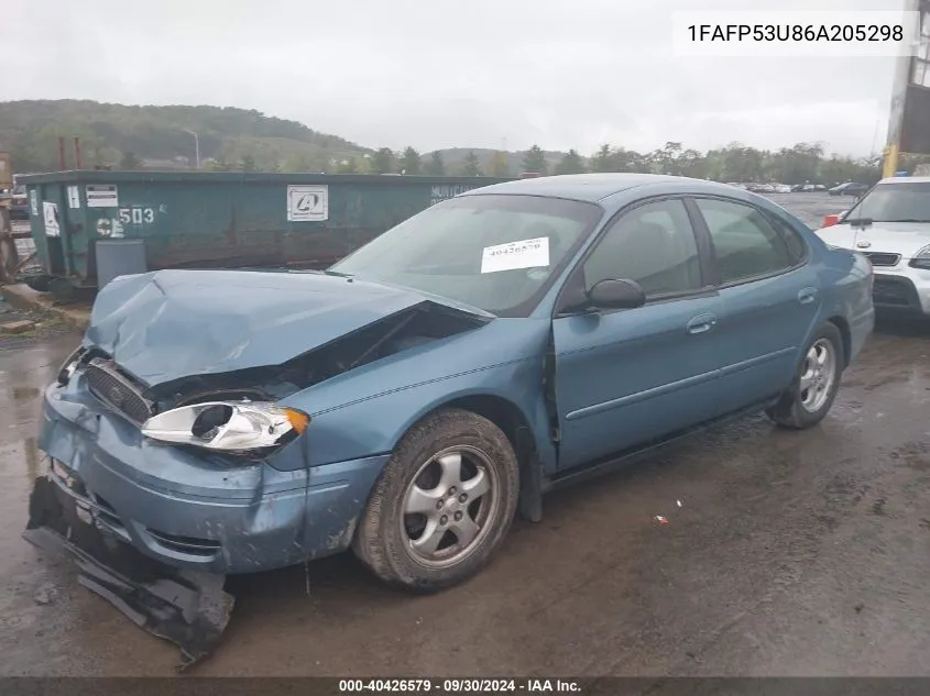 2006 Ford Taurus Se VIN: 1FAFP53U86A205298 Lot: 40426579