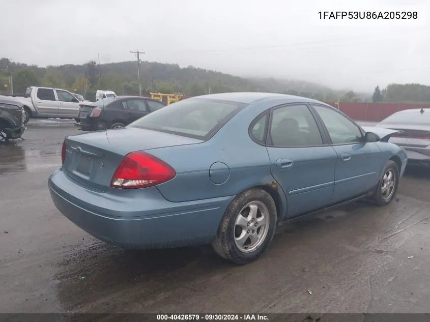 2006 Ford Taurus Se VIN: 1FAFP53U86A205298 Lot: 40426579