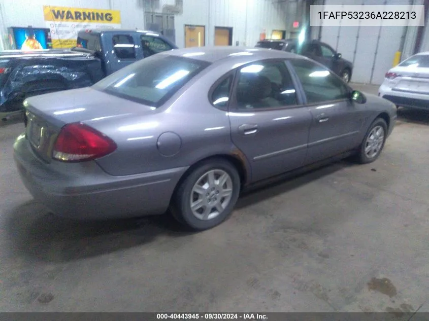 2006 Ford Taurus Se VIN: 1FAFP53236A228213 Lot: 40443945