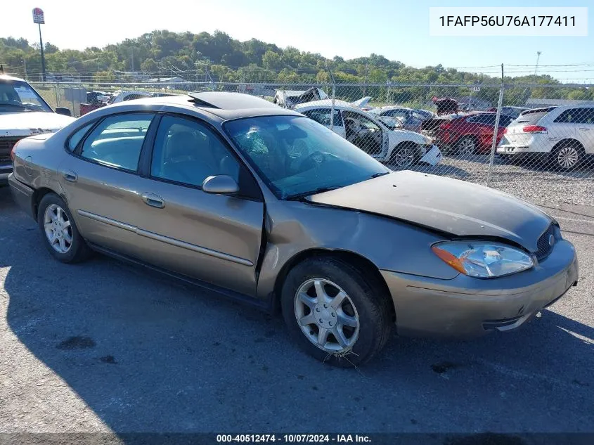 2006 Ford Taurus Sel VIN: 1FAFP56U76A177411 Lot: 40512474