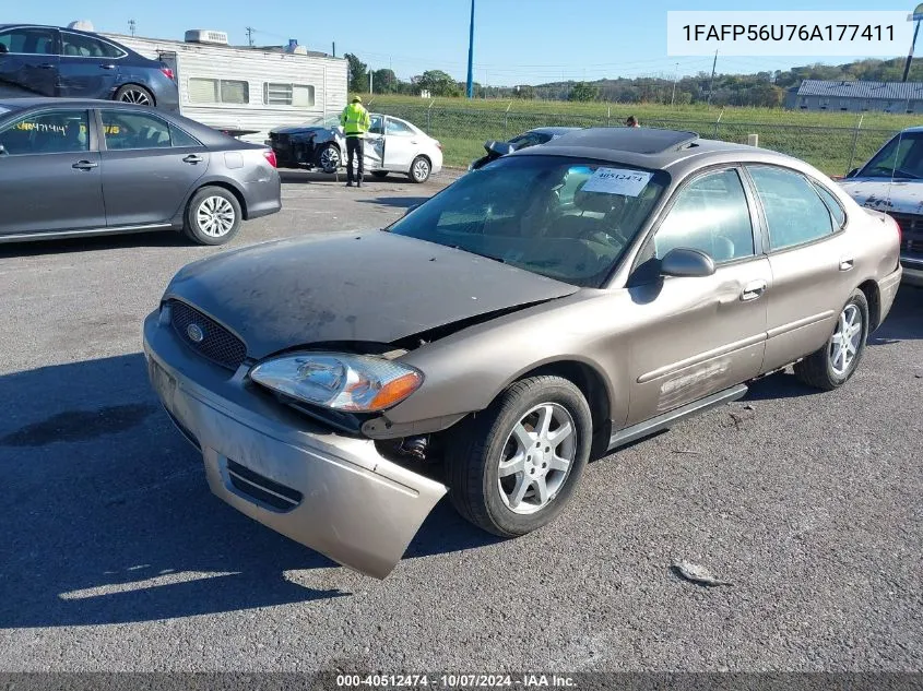 2006 Ford Taurus Sel VIN: 1FAFP56U76A177411 Lot: 40512474