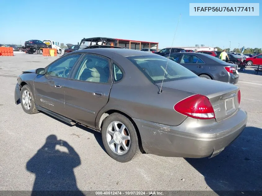 2006 Ford Taurus Sel VIN: 1FAFP56U76A177411 Lot: 40512474