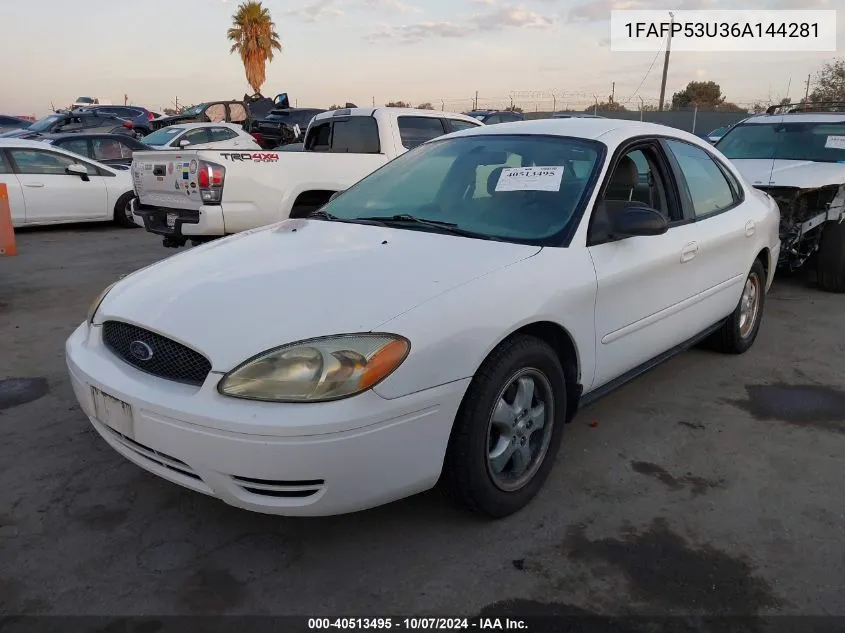 2006 Ford Taurus Se VIN: 1FAFP53U36A144281 Lot: 40513495