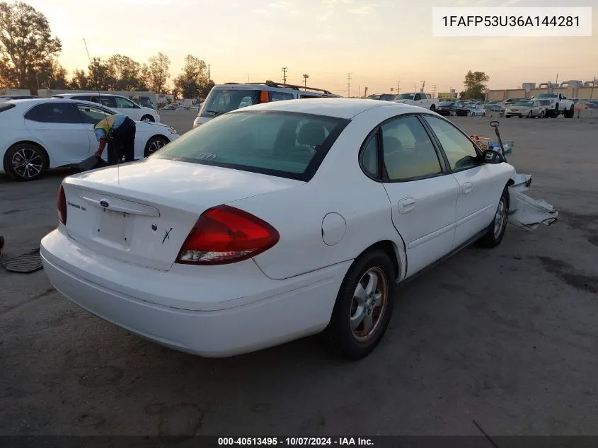 2006 Ford Taurus Se VIN: 1FAFP53U36A144281 Lot: 40513495