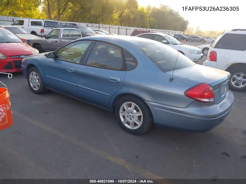 2006 Ford Taurus Se VIN: 1FAFP53U26A236305 Lot: 40521090