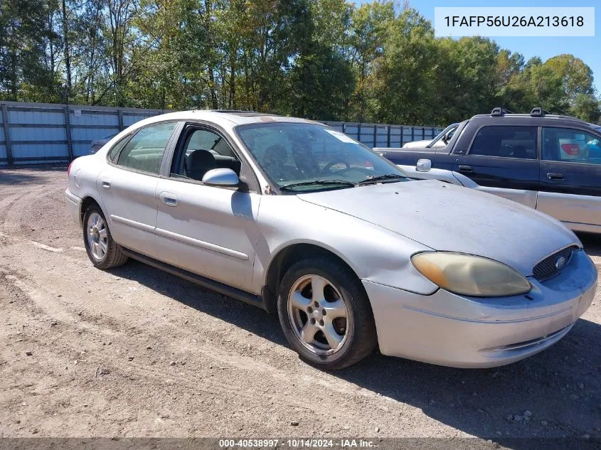 2006 Ford Taurus Sel VIN: 1FAFP56U26A213618 Lot: 40538997