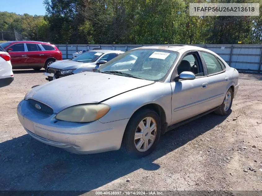 2006 Ford Taurus Sel VIN: 1FAFP56U26A213618 Lot: 40538997