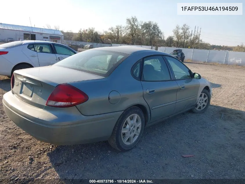 2006 Ford Taurus Se VIN: 1FAFP53U46A194509 Lot: 40573795