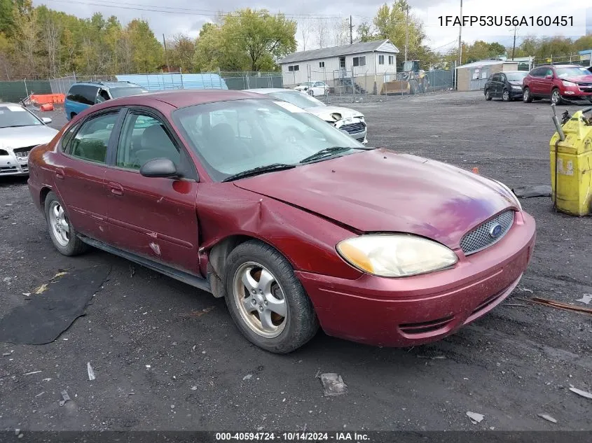 2006 Ford Taurus Se VIN: 1FAFP53U56A160451 Lot: 40594724